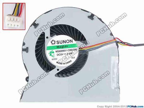79603 SUNON MG60090V1-C060-S99 Cooling Fan  w75X4X4, 5V 2.5W, Bare Fan SUNON MG60090V1-C060-S99 Cooling Fan  