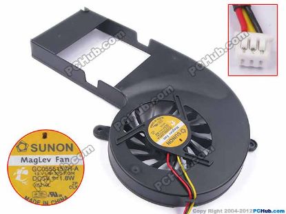 79604 SUNON GC055515VH-A Cooling Fan  13.V1.B1370.F.GN, w75x3x3, 5V 1.8W, Bare Fan SUNON GC055515VH-A Cooling Fan