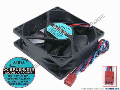 79669 ADDA CFX-80S Server - Square Fan sq80x80x25, w310x3x3, 12V 0.09A ADDA CFX-80S Server - Square Fan 