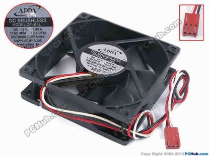 79691 ADDA CF-80L Server - Square Fan sq80x80x25, w310x3x3, 12V 0.05A ADDA CF-80L Server - Square Fan 