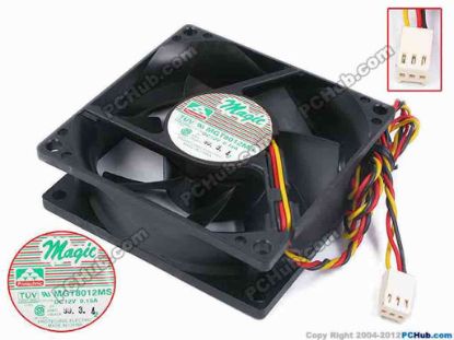 79726 Protechnic Magic MGT8012MS Server - Square Fan sq80x80x25, w465x3x3, 12V 0.15A  Protechnic Magic MGT8012MS Server - Square Fan 