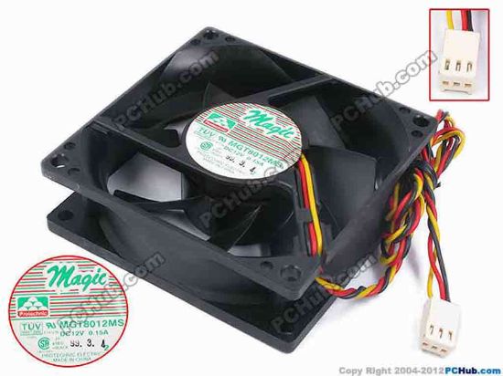 79726 Protechnic Magic MGT8012MS Server - Square Fan sq80x80x25, w465x3x3, 12V 0.15A  Protechnic Magic MGT8012MS Server - Square Fan 