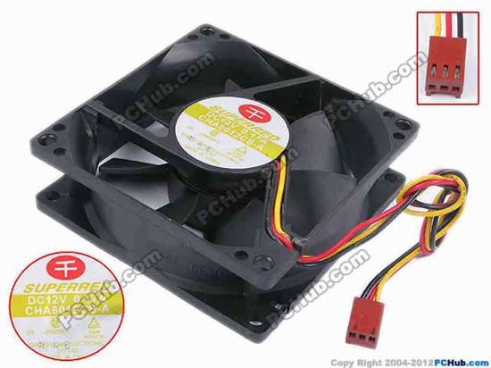 79733 Superred CHA8012CS-A Server - Square Fan sq80x80x25, w215x3x3, 12V 0.17A Superred CHA8012CS-A Server - Square Fan 