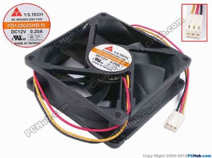 79757 Y.S TECH FD128025HB-N Server - Square Fan sq80x80x25, w300x3x3, 12V 0.2A Y.S TECH FD128025HB-N Server - Square Fan 