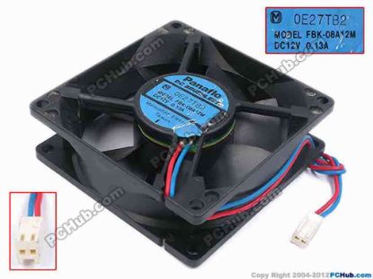79787 Panasonic FBM-08A12M Server - Square Fan sq80x80x25, w80x2x2, 12V 0.13A Panasonic FBM-08A12M Server - Square Fan 