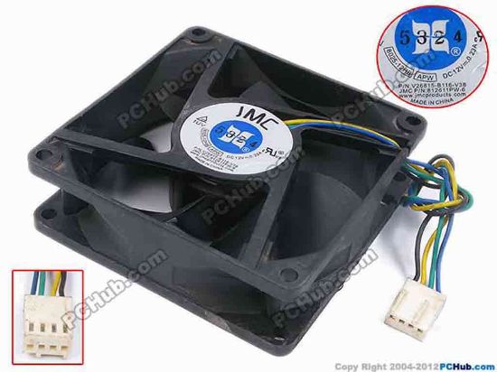 79791 JMC / DaTech 8025-12HB Server - Square Fan JMC P/N : 812611PW-6, sq80x80x25, w120x4x4, 12V 0. JMC / DaTech 8025-12HB Server - Square Fan 