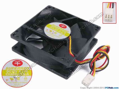 79839 Superred CHA8012CB-A Server - Square Fan sq80x80x25, w215x3x3, 12V 0.17A Superred CHA8012CB-A Server - Square Fan 