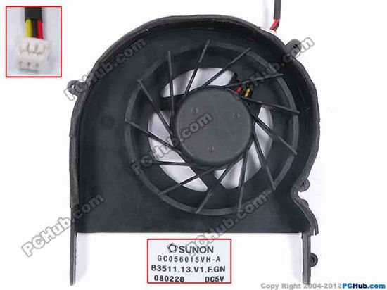 79870 SUNON GC056015VH-A Cooling Fan  B3511.13.V1.F.GN, w40x3x3, 5V SUNON GC056015VH-A Cooling Fan  