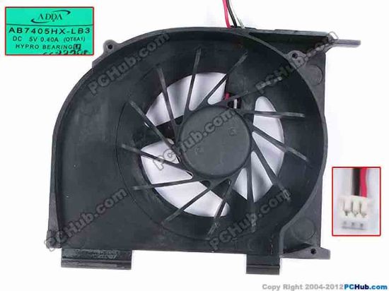 79887 ADDA AB7405HX-LB3 Cooling Fan  QT6A1, w30x3x3, 5V 0.40A, Bare fan. ADDA AB7405HX-LB3 Cooling Fan  