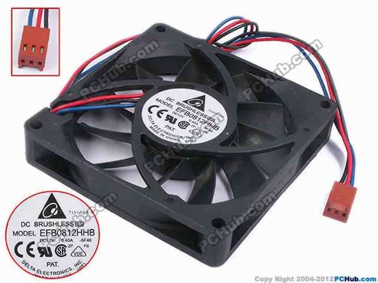 79983 Delta Electronics EFB0812HHB Server - Square Fan -5F40, sq80x80x15, w270x3x3, 12V 0.4A Delta Electronics EFB0812HHB Server - Square Fan 