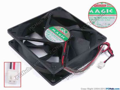80113 Protechnic Magic MGA9212HS Server - Square Fan sq92x92x25, w205x2x2, 12V 0.25A  Protechnic Magic MGA9212HS Server - Square Fan 