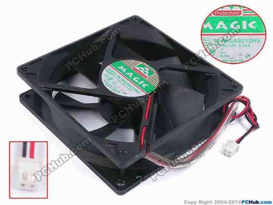 80113 Protechnic Magic MGA9212HS Server - Square Fan sq92x92x25, w205x2x2, 12V 0.25A  Protechnic Magic MGA9212HS Server - Square Fan 