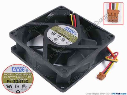 80124 AVC DA08025B12U Server - Square Fan -045, sq80x80x25, w150x3x3, 12V 0.7A AVC DA08025B12U Server - Square Fan 
