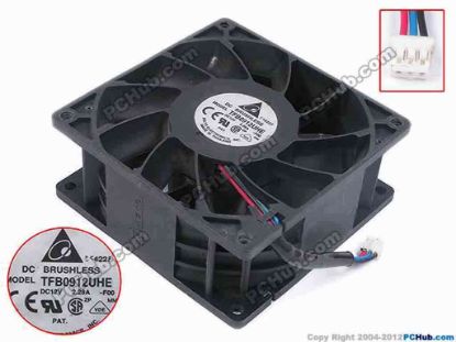 80131 Delta Electronics TFB0912UHE Server - Square Fan -F00, sq92x92x38, w55x3x3, 12V 2.28A Delta Electronics TFB0912UHE Server - Square Fan 