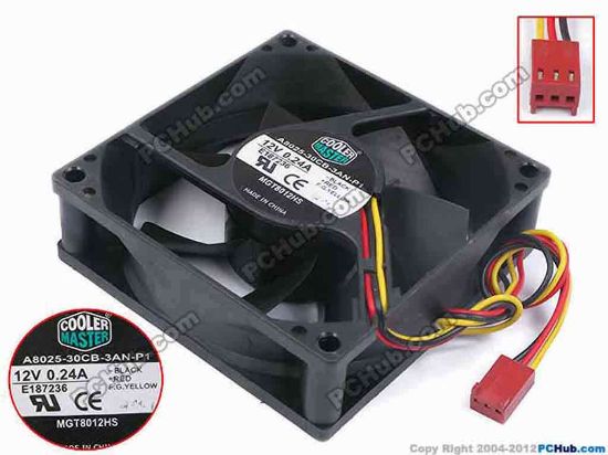 80132 Cooler Master MGT8012HS Server - Square Fan sq80x80x25, w205x3x3, 12V 0.24A Cooler Master MGT8012HS Server - Square Fan 