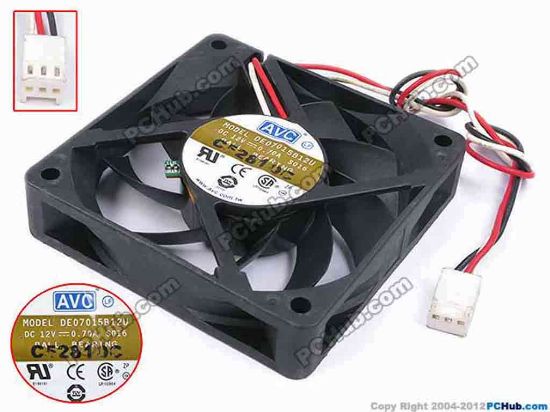 thumbnail image 2 of AVC DE07015B12U 70x70x15mm 12V 0.7A 4-Pin Cooling Fan – #M716 QL – Open Box 2 of 3