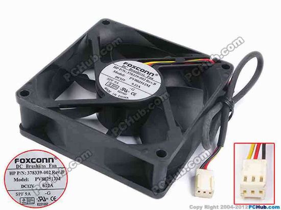 80200 Foxconn PV802512M Server - Square Fan sq80x80x25, w225x3x3, 12V 0.22A Foxconn PV802512M Server - Square Fan 