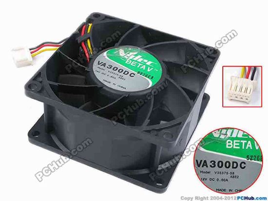80233 Nidec V35375-58 Server - Square Fan ABE2, sq92x92x38, w45x3x4, 12V 0.6A Nidec V35375-58 Server - Square Fan 