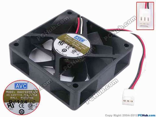 80242 AVC DA07020B12U Server - Square Fan -058, sq70x70x20, w125x3x3, 12V 0.7A AVC DA07020B12U Server - Square Fan