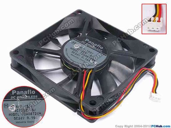 80269 Panasonic FBA08T24H Server - Square Fan -SF, RH7-1537, sq80x80x15, w110x3x3, 24V 0.19A Panasonic FBA08T24H Server - Square Fan