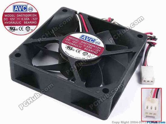 80270 AVC DA07020R12H Server - Square Fan -127, sq70x70x20, w205x3x3, 12V 0.33A AVC DA07020R12H Server - Square Fan 