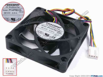 80284 Foxconn PVA070E12L Server - Square Fan -P00-AE, sq70x70x15, w200x4x4, 12V 0.2A Foxconn PVA070E12L Server - Square Fan 