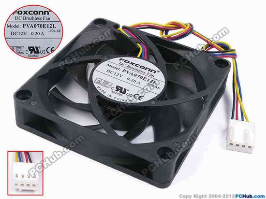 80284 Foxconn PVA070E12L Server - Square Fan -P00-AE, sq70x70x15, w200x4x4, 12V 0.2A Foxconn PVA070E12L Server - Square Fan 