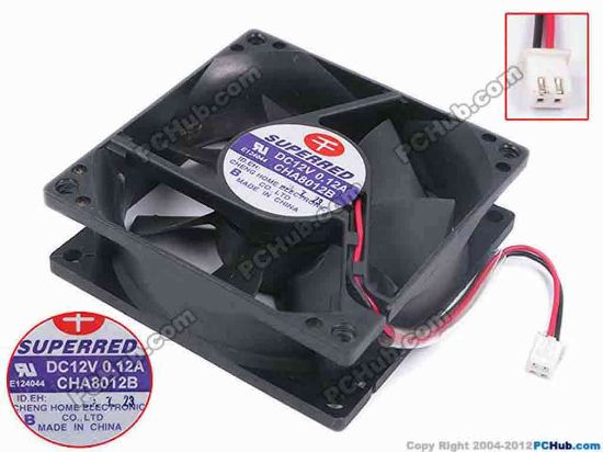 80285 Superred CHA8012B Server - Square Fan sq80x80x25, w95x2x2, 12V 0.12A Superred CHA8012B Server - Square Fan 