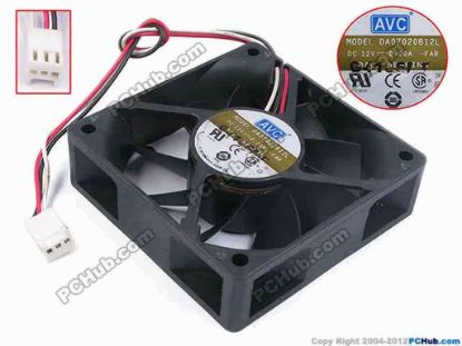 80297 AVC DA07020B12L Server - Square Fan -FAR, sq70x70x20, w160x3x3, 12V 0.2A AVC DA07020B12L Server - Square Fan 