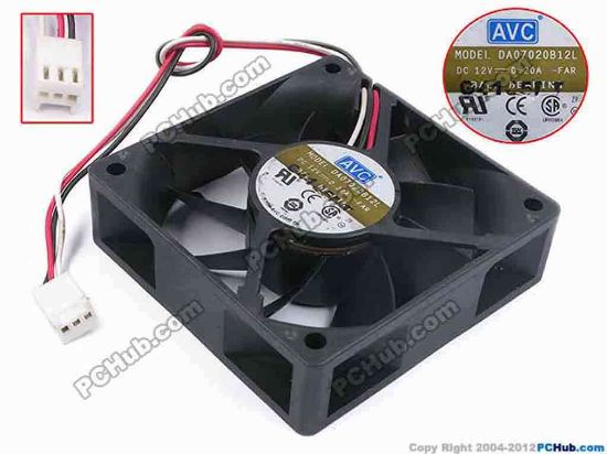 80297 AVC DA07020B12L Server - Square Fan -FAR, sq70x70x20, w160x3x3, 12V 0.2A AVC DA07020B12L Server - Square Fan 