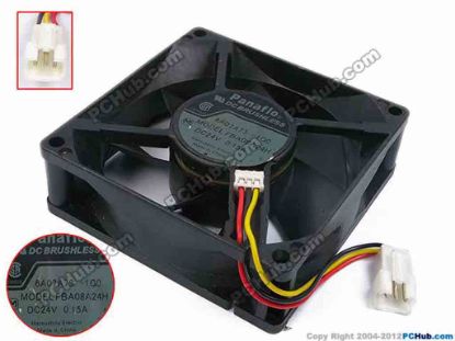 80298 Panasonic FBA08A24H Server - Square Fan -1G0, sq80x80x25, w70x3x3, 24V 0.15A Panasonic FBA08A24H Server - Square Fan 