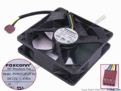 80305 Foxconn PV902512PSPF Server - Square Fan 0G, sq92x92x25, w100x4x4, 12V 0.4A Foxconn PV902512PSPF Server - Square Fan 
