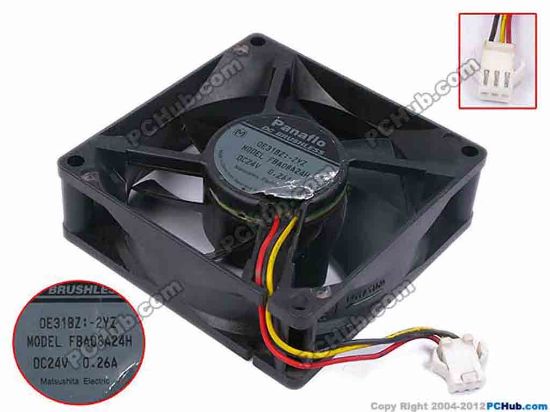 80326 Panasonic FBA08A24H Server - Square Fan -2YZ, sq80x80x25, w60x3x3, 24V 0.26A Panasonic FBA08A24H Server - Square Fan 