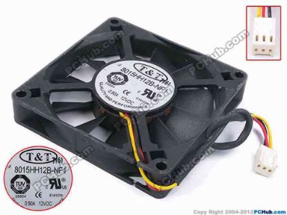 80340 T&T 8015HH12B-NF1 Server - Square Fan sq80x80x15, w165x3x3, 12V 0.5A T&T 8015HH12B-NF1 Server - Square Fan 