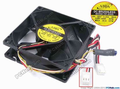 80344 ADDA CF-80VR Server - Square Fan sq80x80x25, w305x3x3, 12V 0.29A ADDA CF-80VR Server - Square Fan 