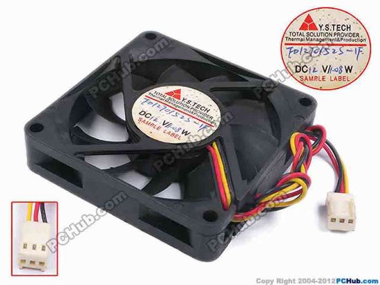 80353 Y.S TECH FD1270152S-1F Server - Square Fan sq70x70x15, w220x3x3, 12V 0.13A Y.S TECH FD1270152S-1F Server - Square Fan 