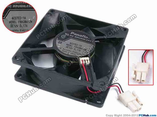 80368 Panasonic FBA08A12M Server - Square Fan -1A, sq80x80x25, w45x2x2, 12V 0.17A Panasonic FBA08A12M Server - Square Fan 