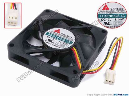 80381 Y.S TECH FD1270152S-1A Server - Square Fan sq70x70x15, w105x3x3, 12V 1.14W Y.S TECH FD1270152S-1A Server - Square Fan 