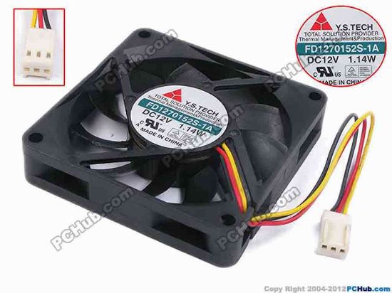 80381 Y.S TECH FD1270152S-1A Server - Square Fan sq70x70x15, w105x3x3, 12V 1.14W Y.S TECH FD1270152S-1A Server - Square Fan 