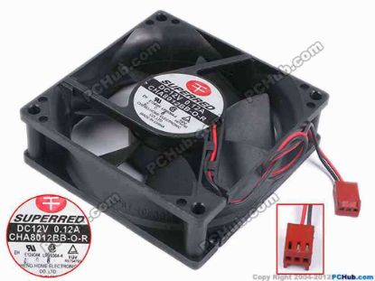 80405 Superred CHA8012BB-O-R Server - Square Fan sq80x80x25, w145x2x3, 12V 0.12A Superred CHA8012BB-O-R Server - Square Fan 