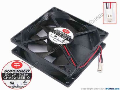 80407 Superred CHA9212EB-O Server - Square Fan sq92x92x25, w85x2x2, 12V 0.36A Superred CHA9212EB-O Server - Square Fan 