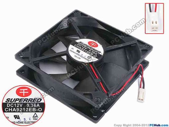 80407 Superred CHA9212EB-O Server - Square Fan sq92x92x25, w85x2x2, 12V 0.36A Superred CHA9212EB-O Server - Square Fan 