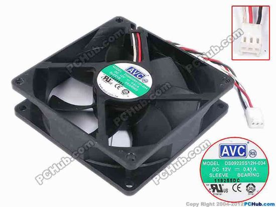 80408 AVC DS09225S12H-034 Server - Square Fan sq92x92x25, w105x3x3, 12V 0.41A AVC DS09225S12H-034 Server - Square Fan