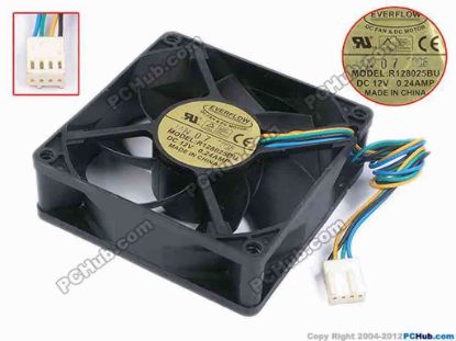 80437 Everflow R128025BU Server - Square Fan sq80x80x25mm, w200x4x4,DC 12V 0.24A,  Everflow R128025BU Server - Square Fan 