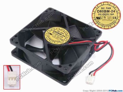 80462 Y.L FAN / Yate Loon D80BM-24 Server - Square Fan sq80x80x25, w125x2x3, 24V 0.14A Y.L FAN / Yate Loon D80BM-24 Server - Square Fan 