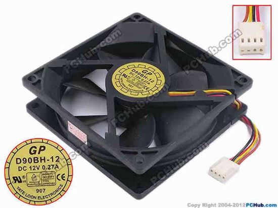80474 Y.L FAN / Yate Loon D90BH-12 Server - Square Fan sq92x92x25, w45x4x4, 12V 0.27A Y.L FAN / Yate Loon D90BH-12 Server - Square Fan <br />
<br />
