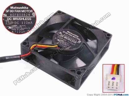 80500 Panasonic ASF803824 Server - Square Fan sq80x80x25, w260x3x3, 24V 0.11A Panasonic ASF803824 Server - Square Fan 