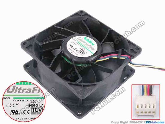 80518 Nidec V92E12BUA7-07 Server - Square Fan T35, sq92x92x38, w200x4x5, 12V 3.24A Nidec V92E12BUA7-07 Server - Square Fan 