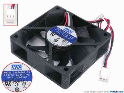 80523 AVC DA07020T12H Server - Square Fan -FAR, sq70x70x20, w165x3x3, 12V 0.33A AVC DA07020T12H Server - Square Fan 