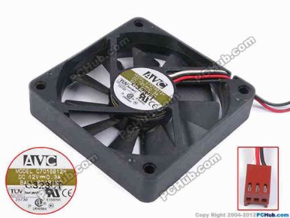 80530 AVC C7015B12H Server - Square Fan sq70x70x15, w75x3x3, 12V 0.3A AVC C7015B12H Server - Square Fan 